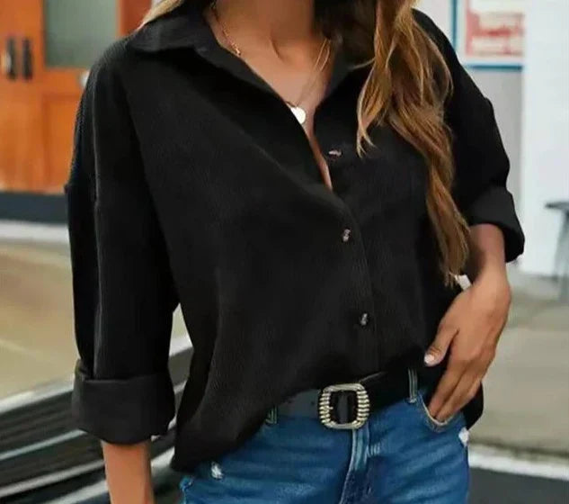 Gunilda – Elegante Damenbluse mit langen Ärmeln Schwarz
