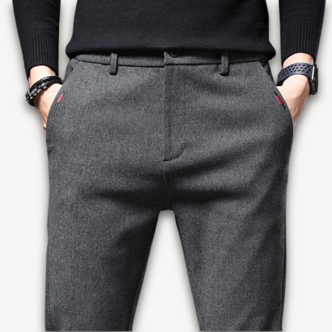 Guntar – Herren Slim Fit Hose aus Wollmischung Grau