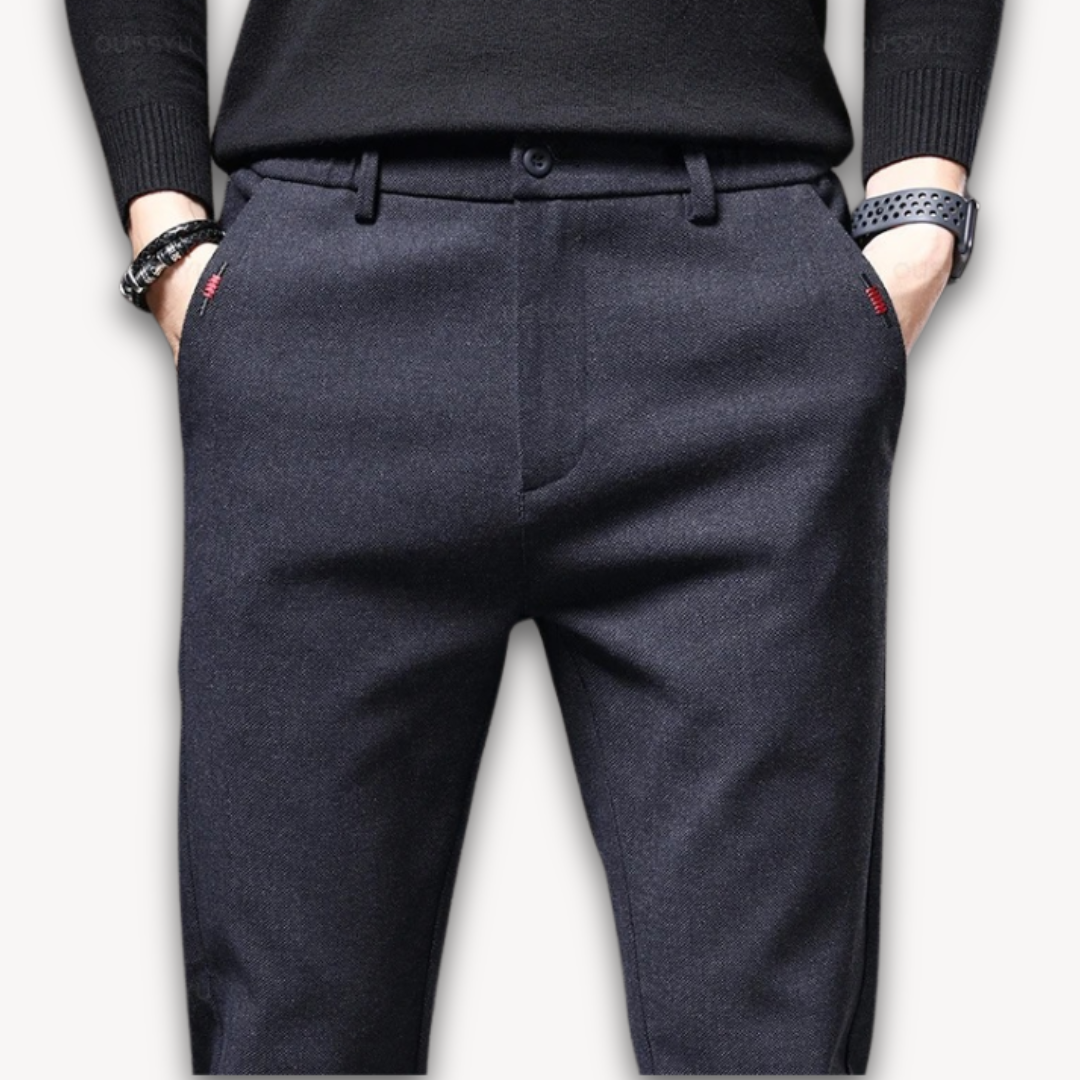 Guntar – Herren Slim Fit Hose aus Wollmischung Marineblau