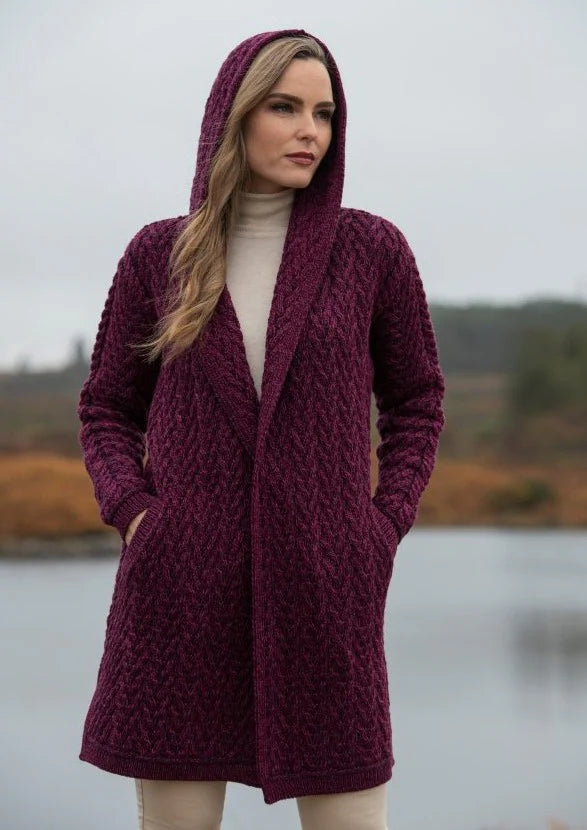Bellina – Warmer Shawl-Hooded Aran Cardigan für Damen