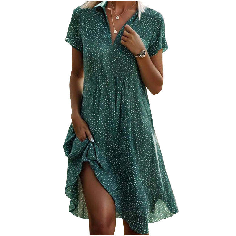 Haisley – Lockeres Hemdkleid mit Punktmuster Grün