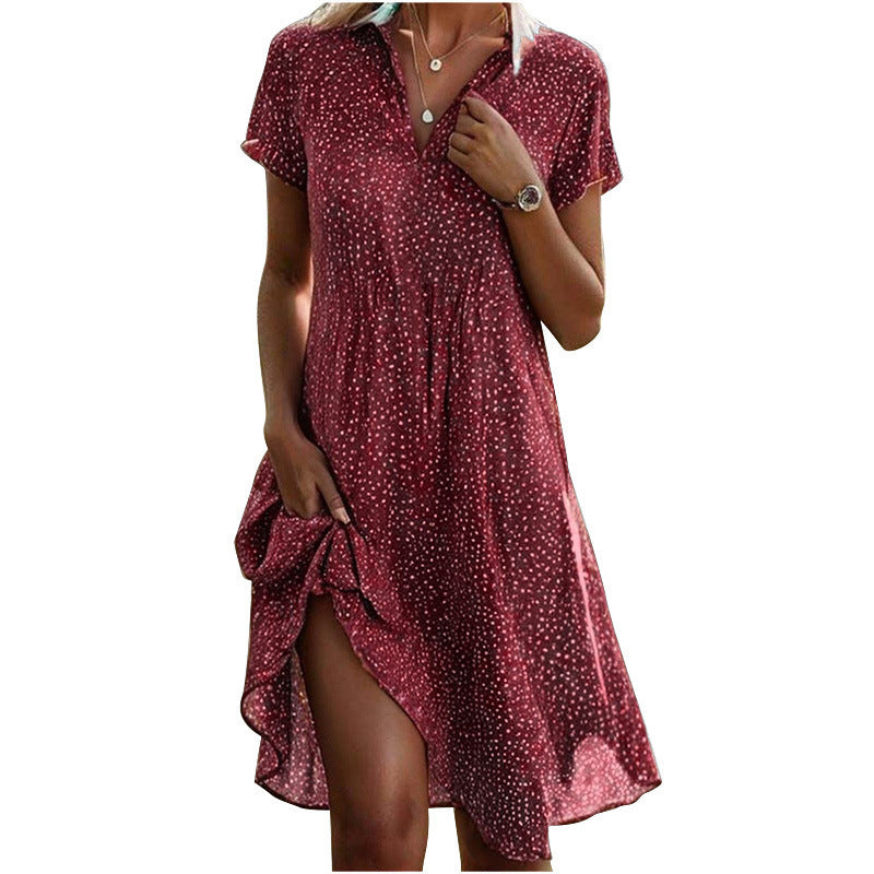 Haisley – Lockeres Hemdkleid mit Punktmuster Rot