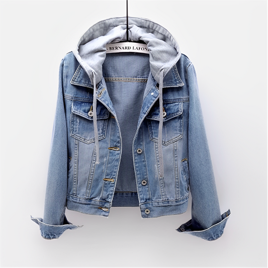 Daisy - Langärmelige Jeansjacke mit abnehmbarer Kapuze