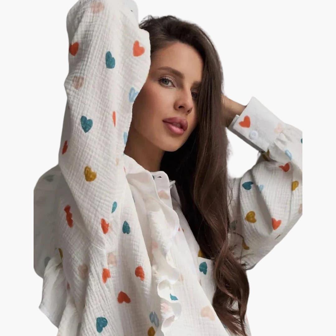 Hella – Damen Shirtkleid mit Rüschen, Blumenmuster Mehrfarbig