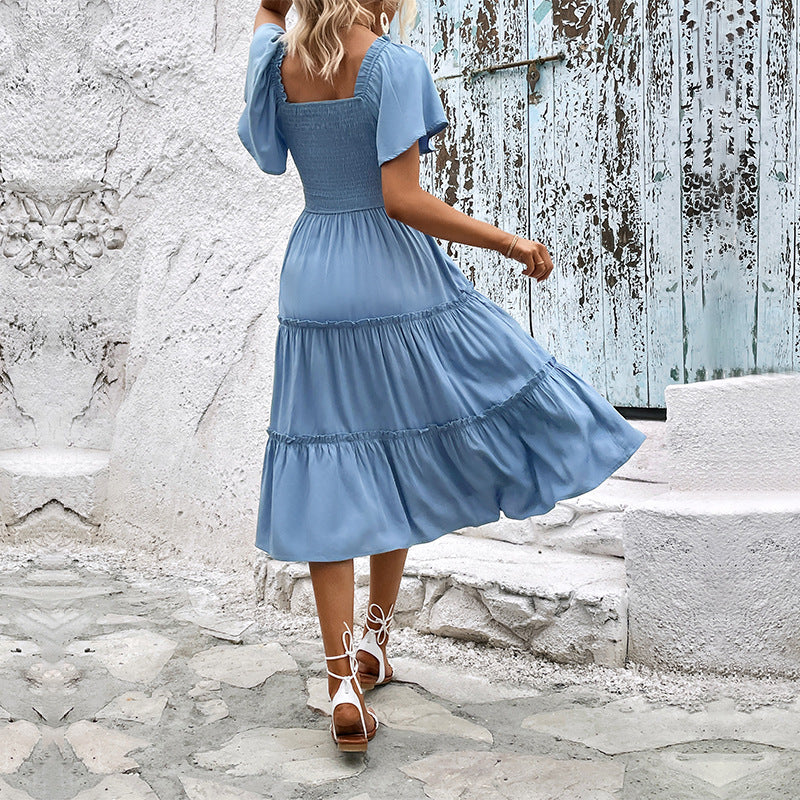 Hennrieta – Damen Maxikleid mit voluminösem Rock Blau