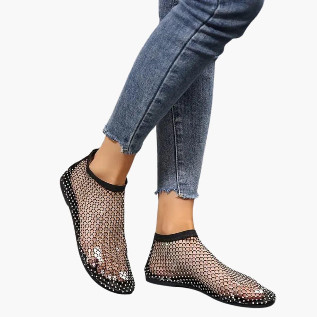 Hertha – Stylische Mesh-Sneaker für Damen Schwarz