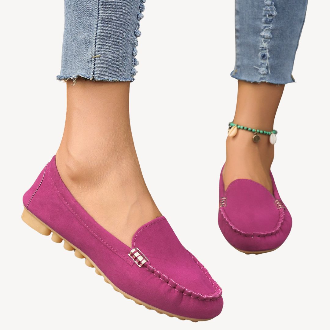 Hildburg – Damen Orthopädische Slip-On Schuhe aus Leder Rosa