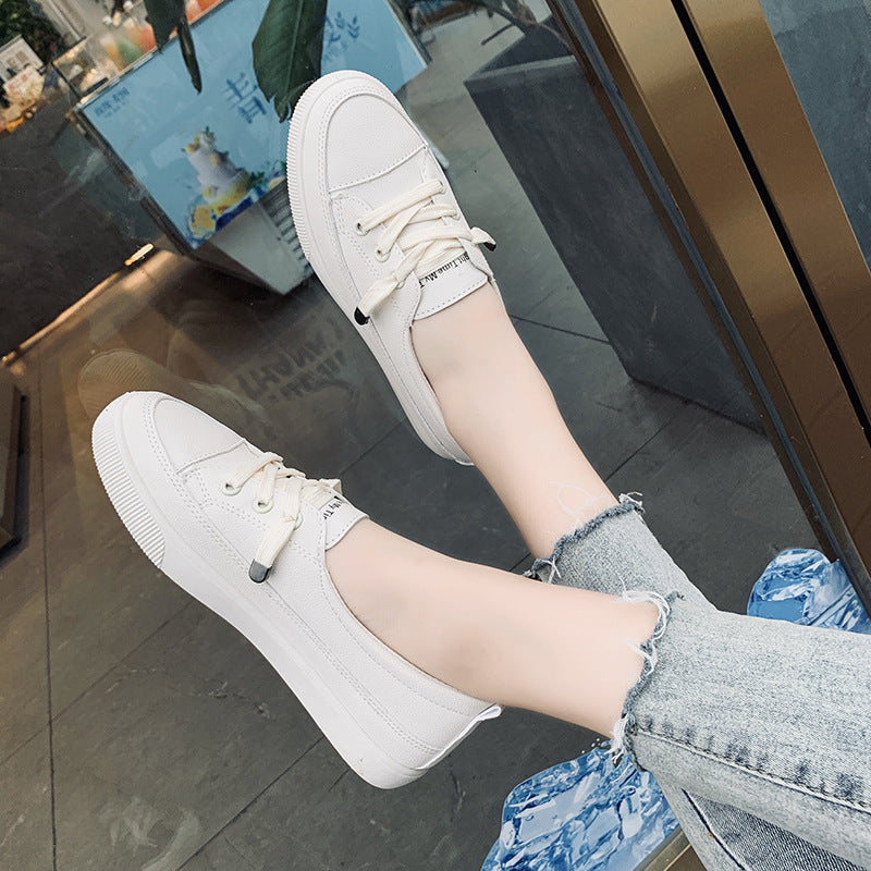 Ilaria – Flache Damen-Schnürschuhe Weiß