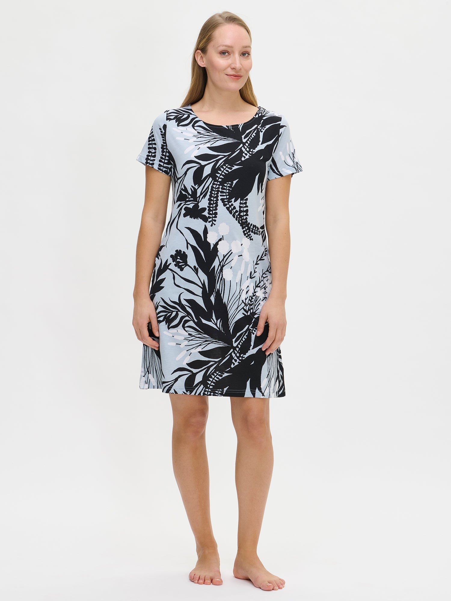 Iliane – Kurzes Nachthemd-Kleid für Damen Blau