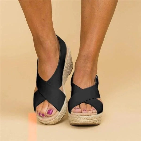 Ilse - Elegante Espadrille-Sandalen Schwarz