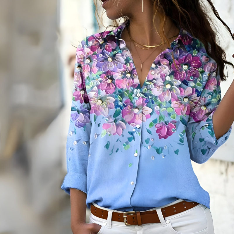 Ilyana – Elegante Damenbluse mit besonderem Design Blau