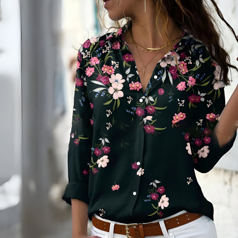 Ilyana – Elegante Damenbluse mit besonderem Design Schwarz