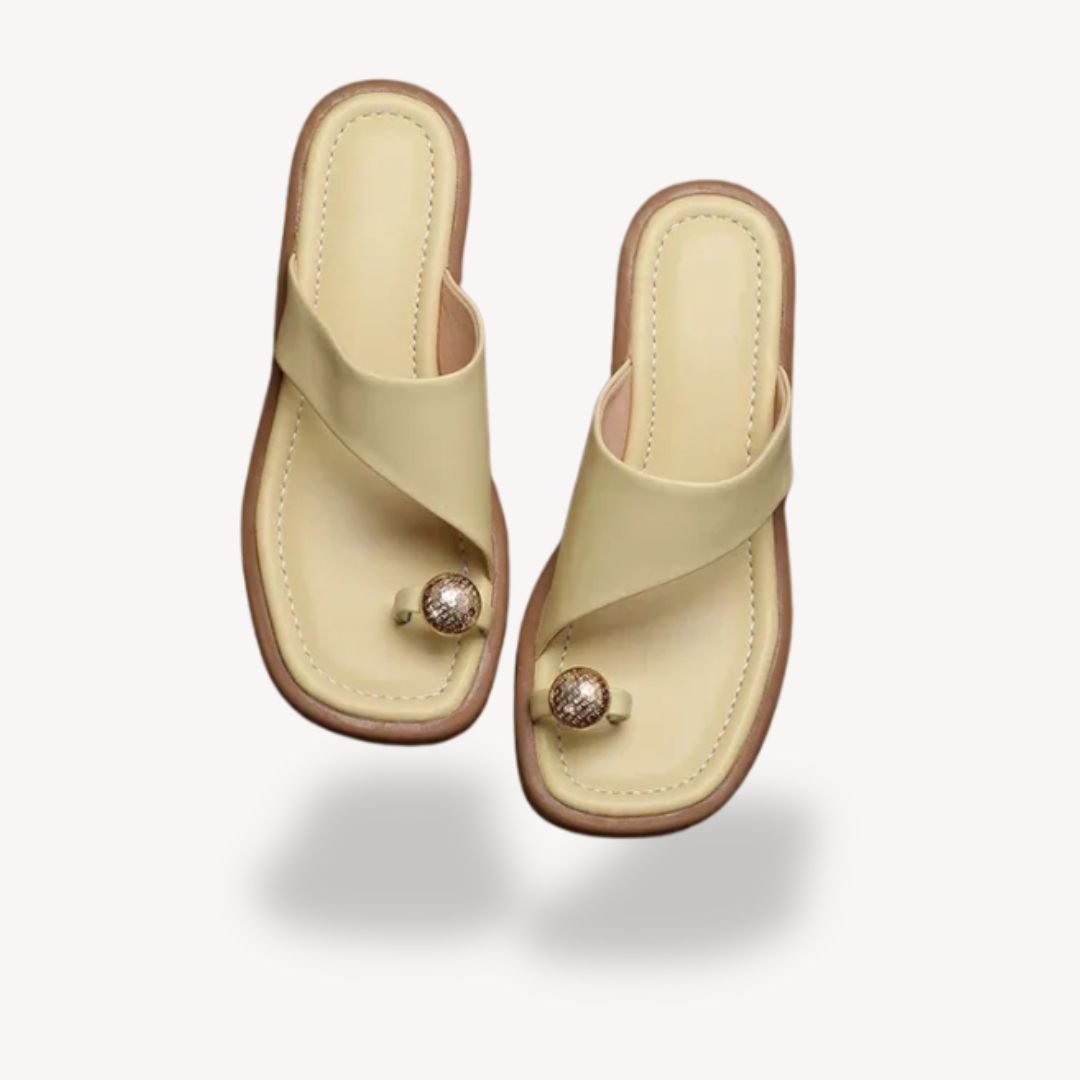 Inka – Orthopädische Ledersandalen mit Square-Toe Beige