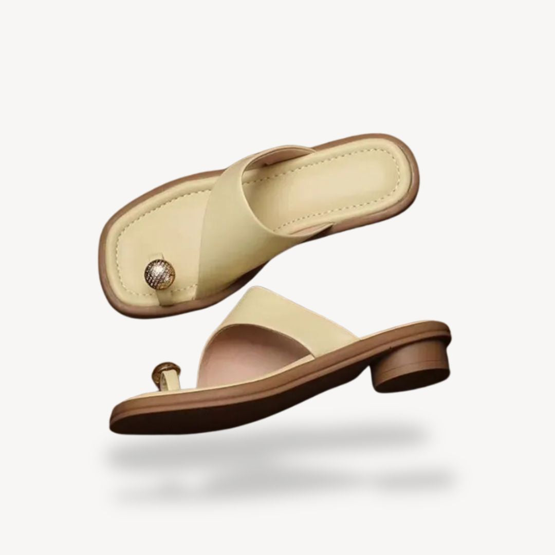 Inka – Orthopädische Ledersandalen mit Square-Toe Beige