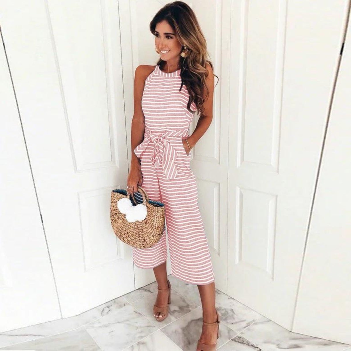 Iona – Eleganter Damen-Jumpsuit mit weitem Bein Rosa