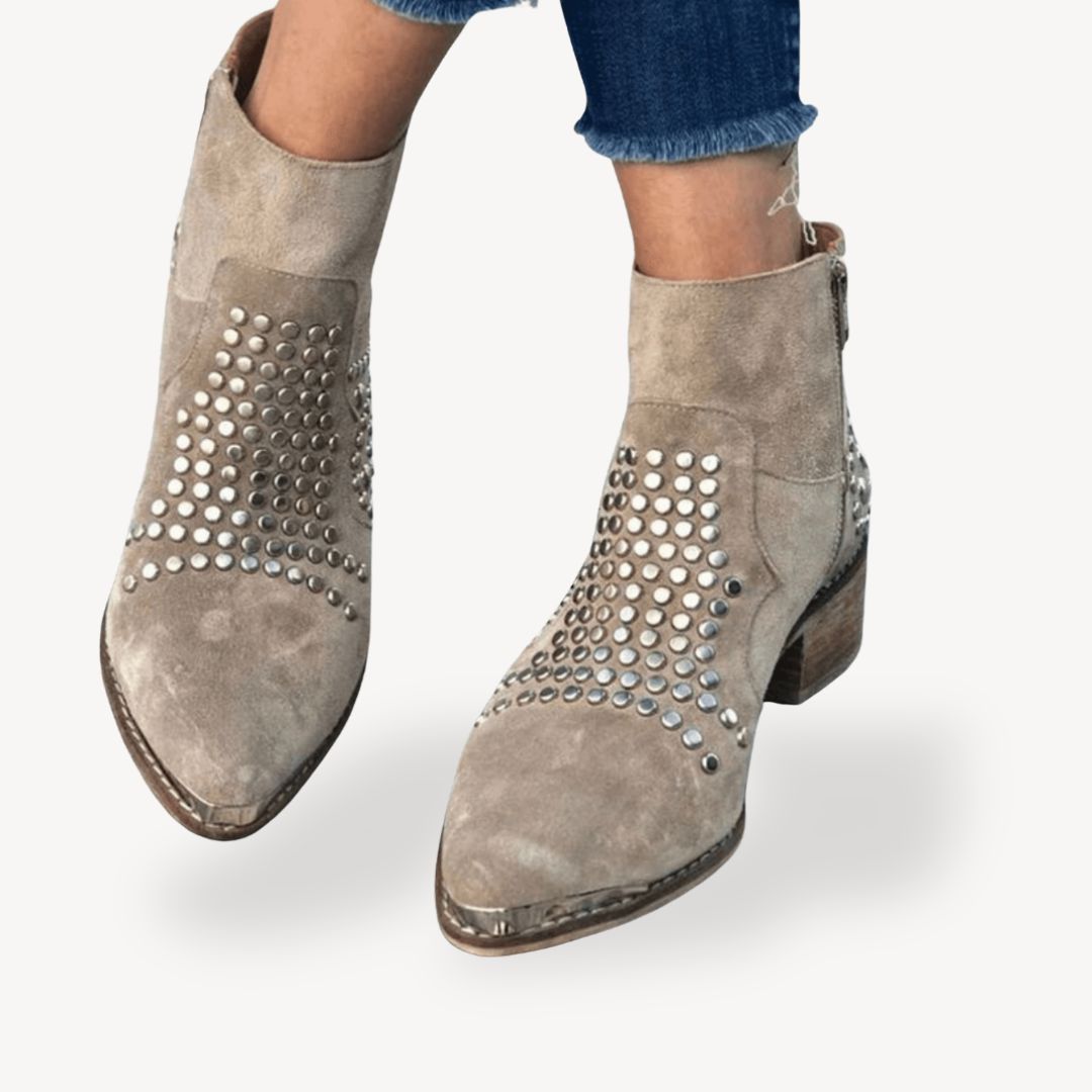 Isa – Orthopädische Damenstiefeletten aus Wildleder Khaki