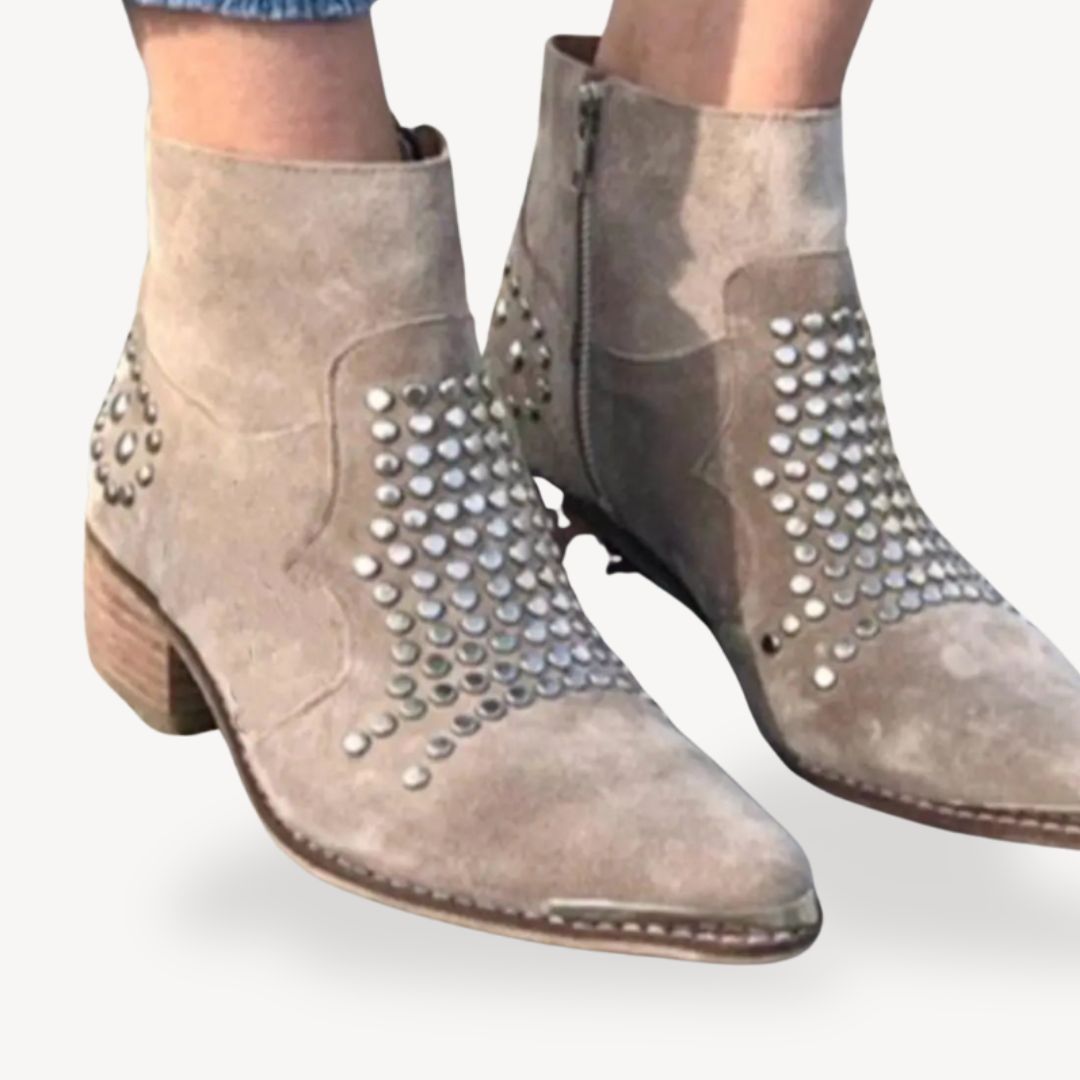 Isa – Orthopädische Damenstiefeletten aus Wildleder Khaki