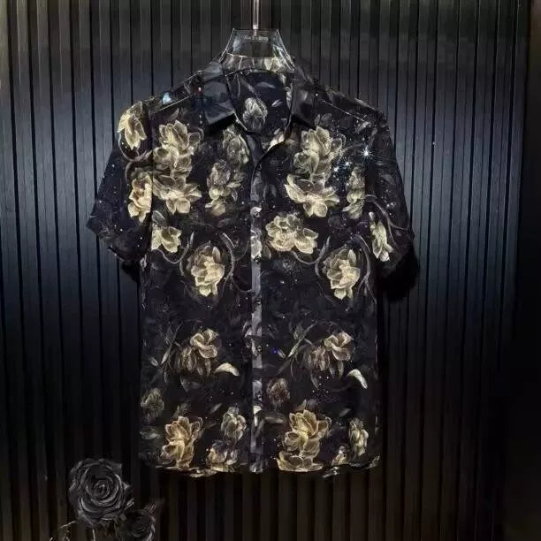Isandro – Herrenhemd mit exklusivem Print Schwarz