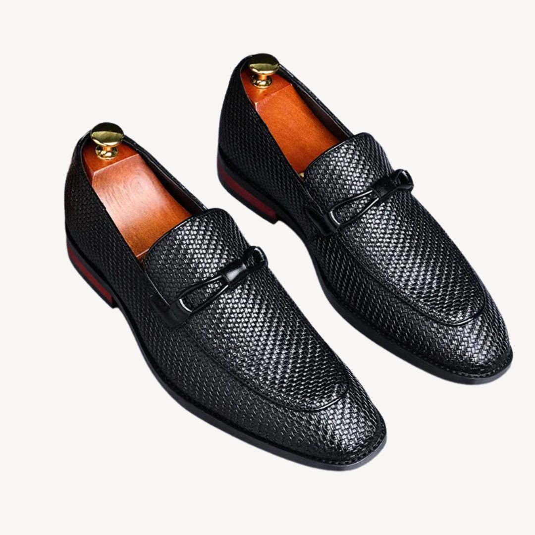Ivailo – Orthopädische Herren Loafer aus Geprägtem Leder Schwarz