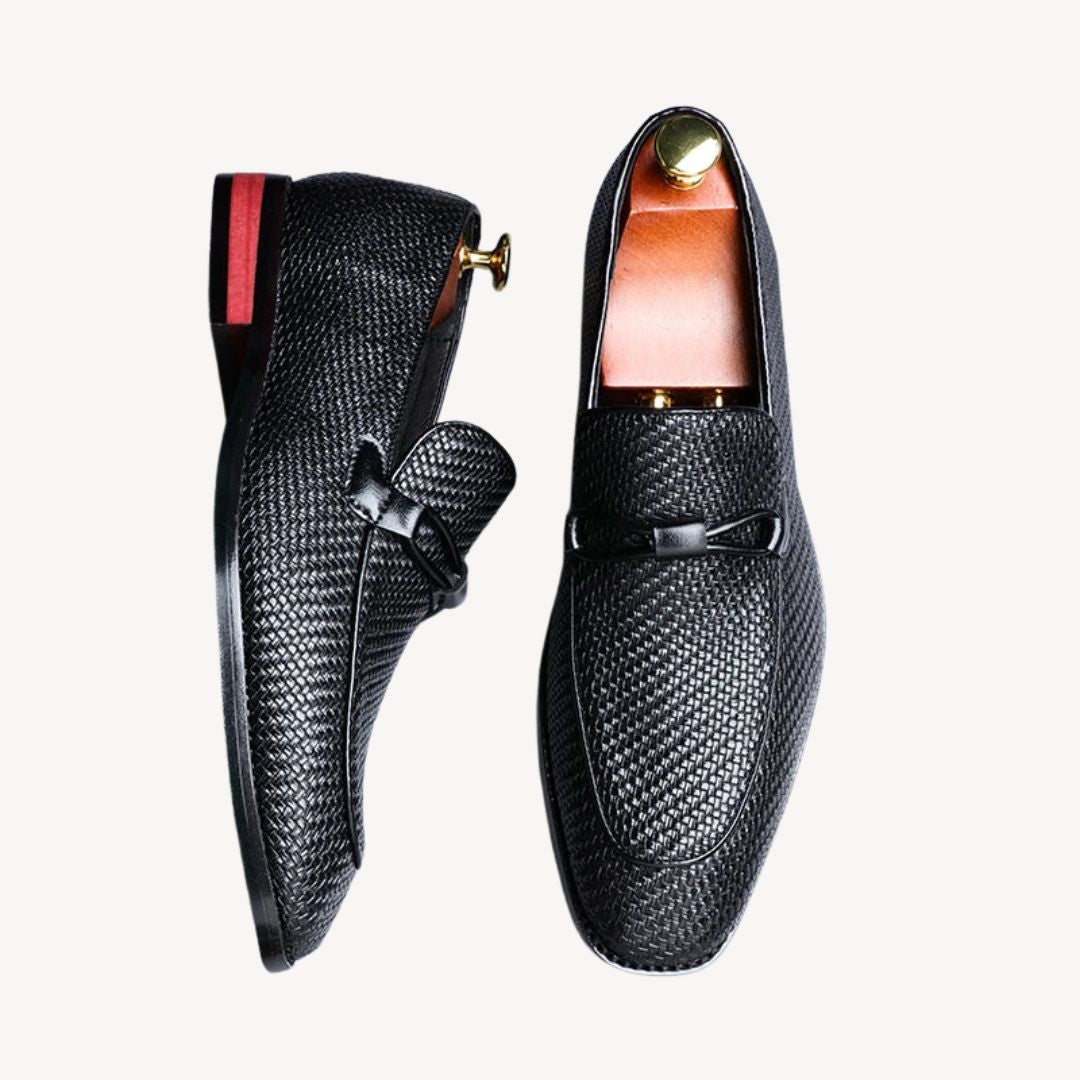 Ivailo – Orthopädische Herren Loafer aus Geprägtem Leder Schwarz