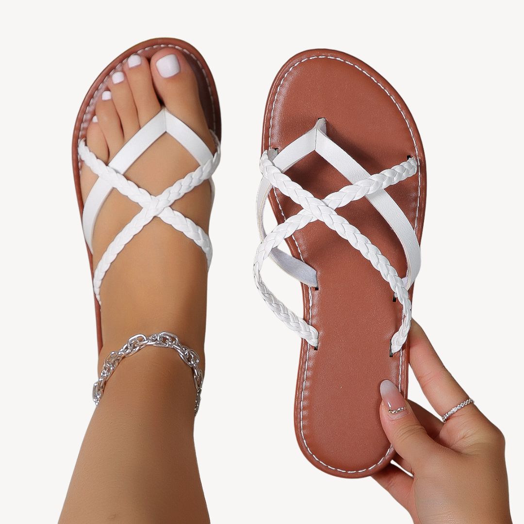 Ivonne – Geflochtene Orthopädische Sandalen für Damen WeiB