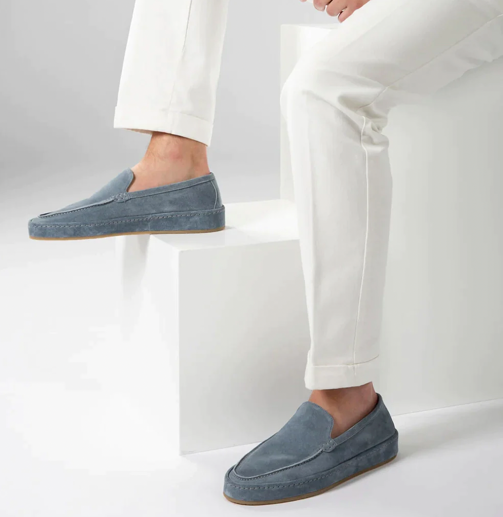 Jannik - Herren Leder Loafers Hellblau