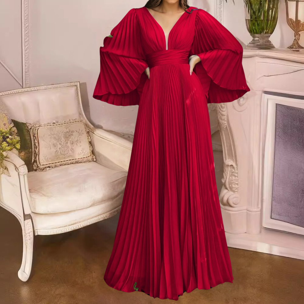 Jara – Damen-Maxikleid elegant & bequem für Anlässe Weinrot