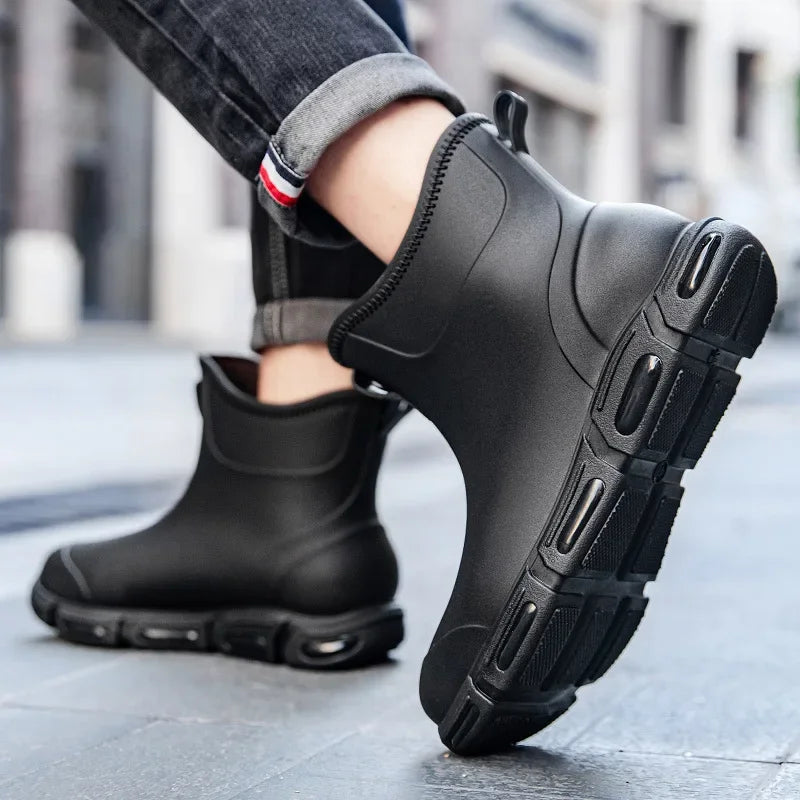 Jasper - Herren Wasserdichte Hohe PVC Gummistiefel Rutschfest Schwarz