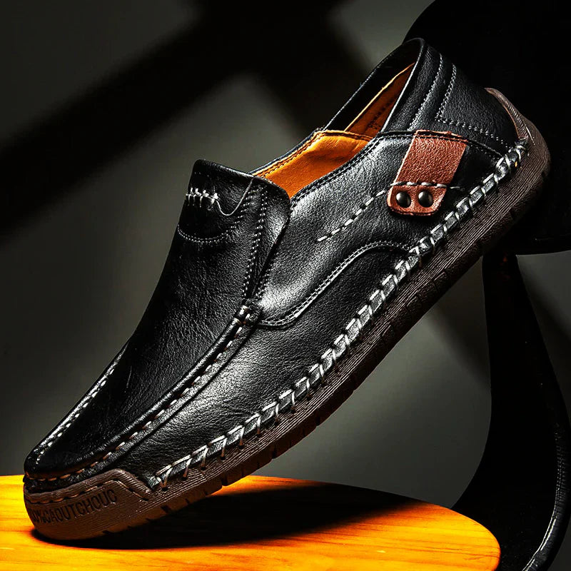 Jemy - Herren Premium Leder Loafers Schwarz
