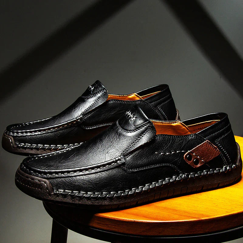 Jemy - Herren Premium Leder Loafers Schwarz 2