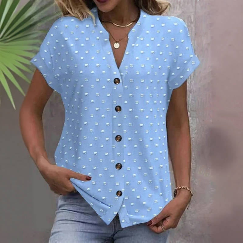 Jennifer – Lässige Damenbluse im Vintage-Stil Blau 