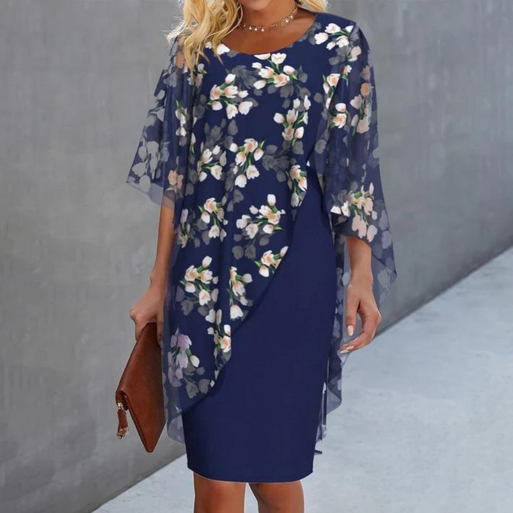 Jilianne – Damenkleid mit Blumenprint, bequem & elegant Blau
