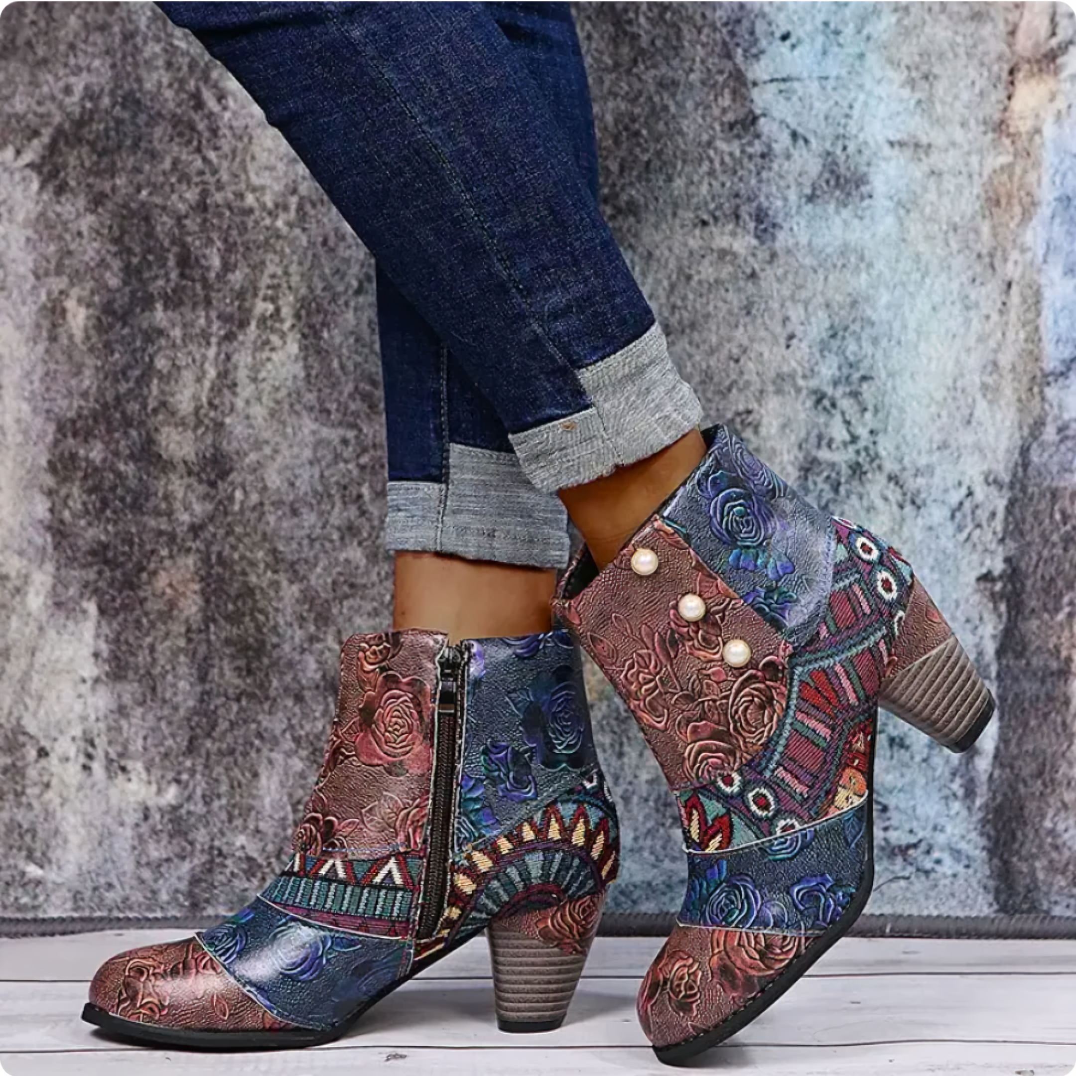 Jolina - Wasserdichte Retro-Stiefel Grau