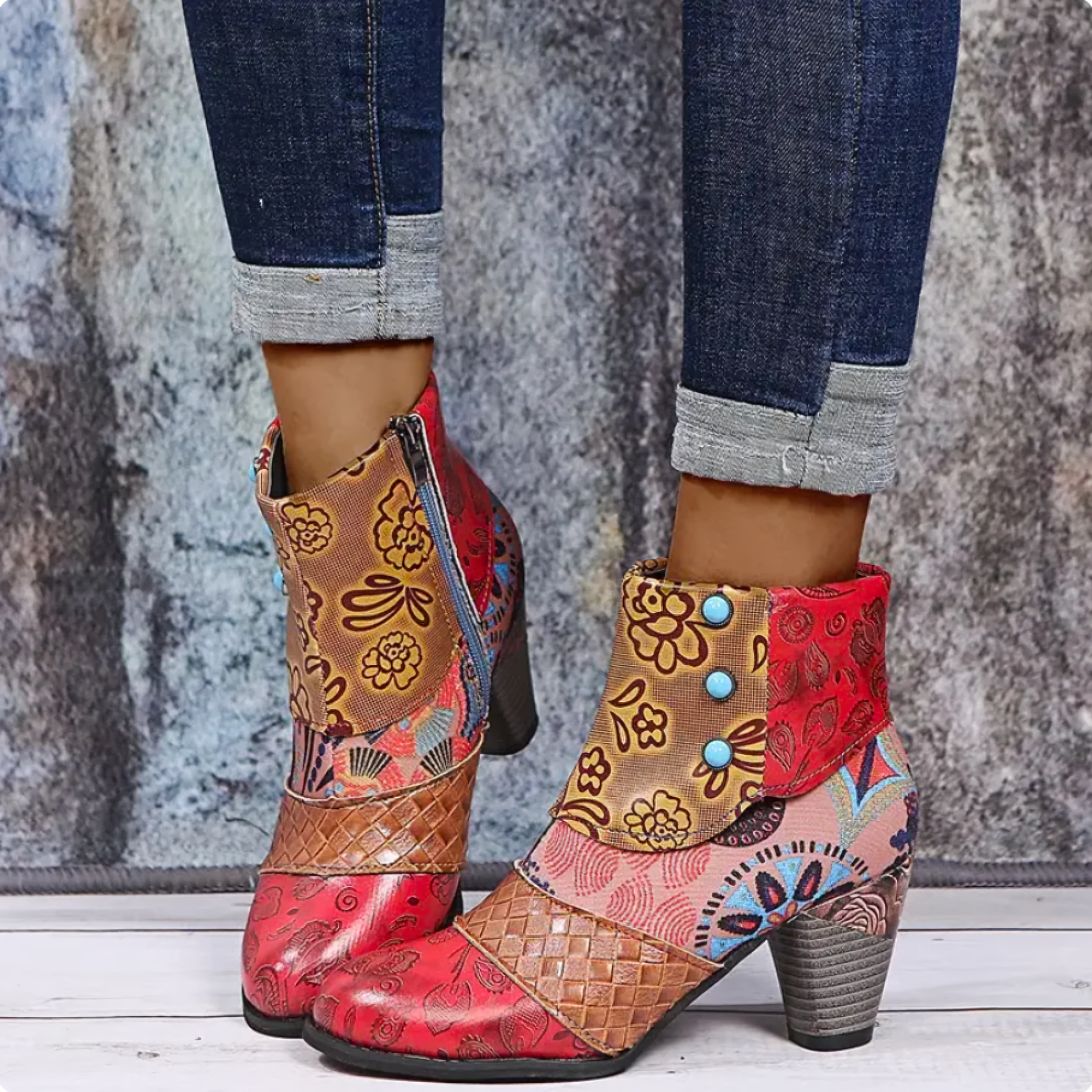 Jolina - Wasserdichte Retro-Stiefel Rot