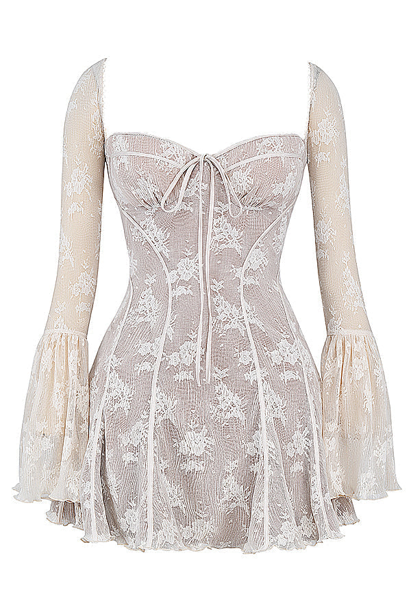 Josephina – Elegantes Damen-Korsagenkleid aus Spitze Weiß