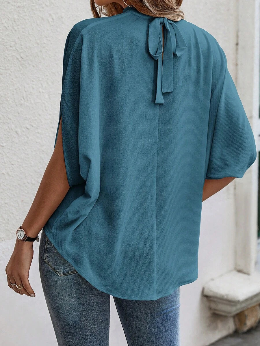 Judith – Sommerbluse Damen Stehkragen 3/4 Arm Elegant 2