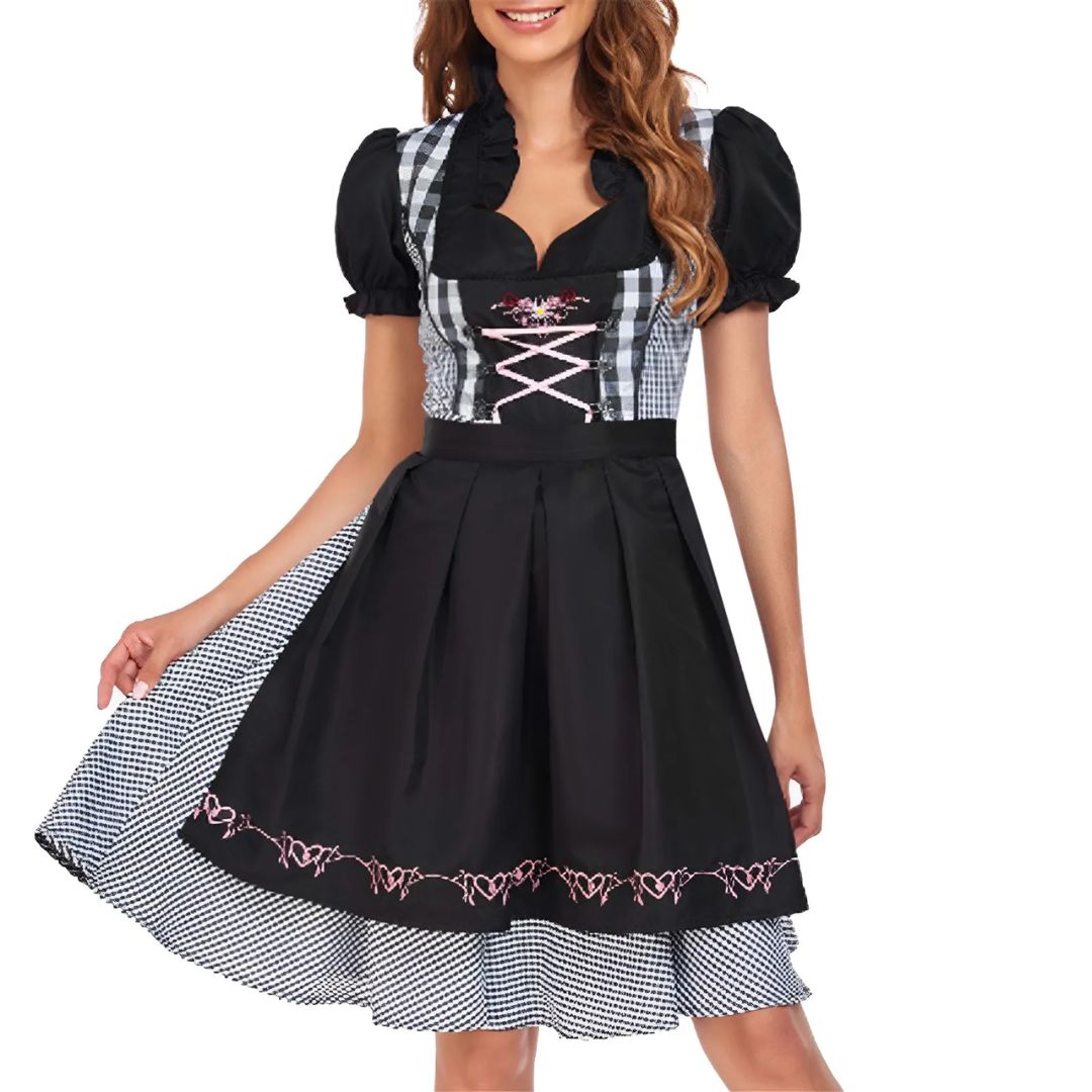 Julia – Dirndlkleid Kariert Damen Oktoberfest Stickerei Tracht 1