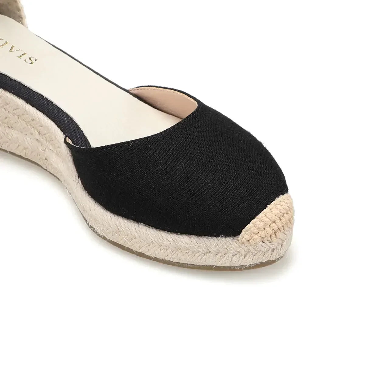 Käthi - Bequeme Damen Espadrilles Plateau Keilsandalen Schwarz