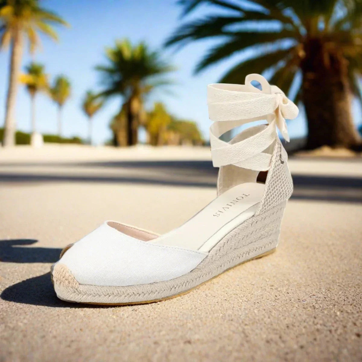 Käthi - Bequeme Damen Espadrilles Plateau Keilsandalen Weiß