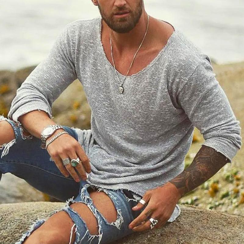 Karl – Lockeres Langarmshirt für Herren Grau