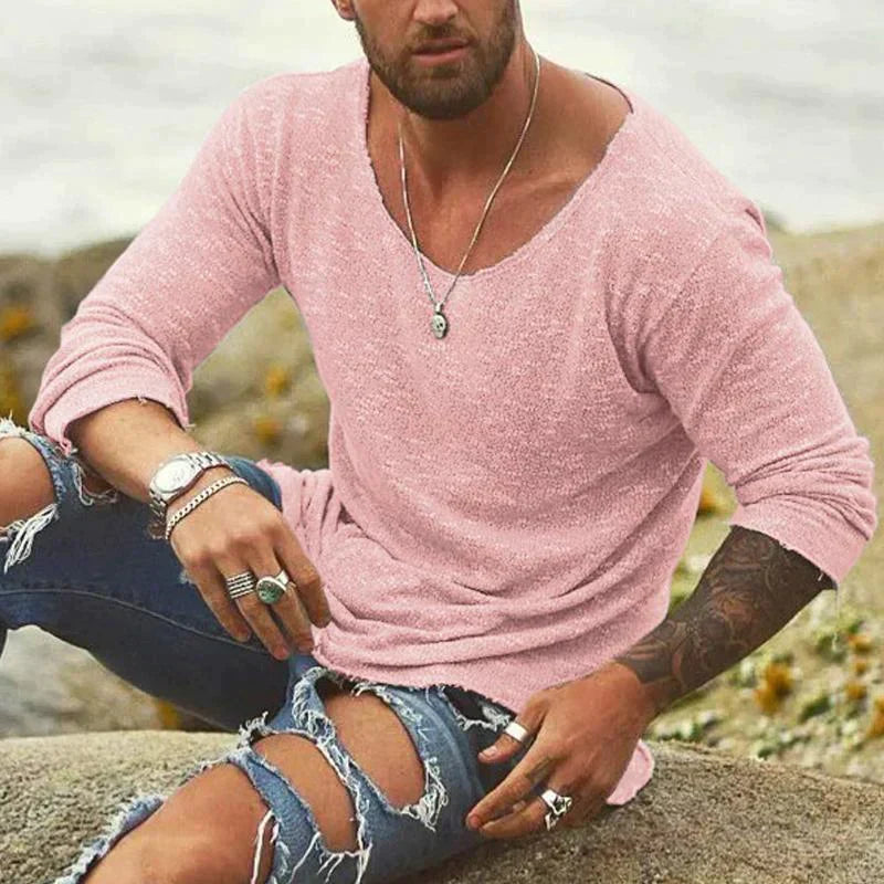 Karl – Lockeres Langarmshirt für Herren Rosa