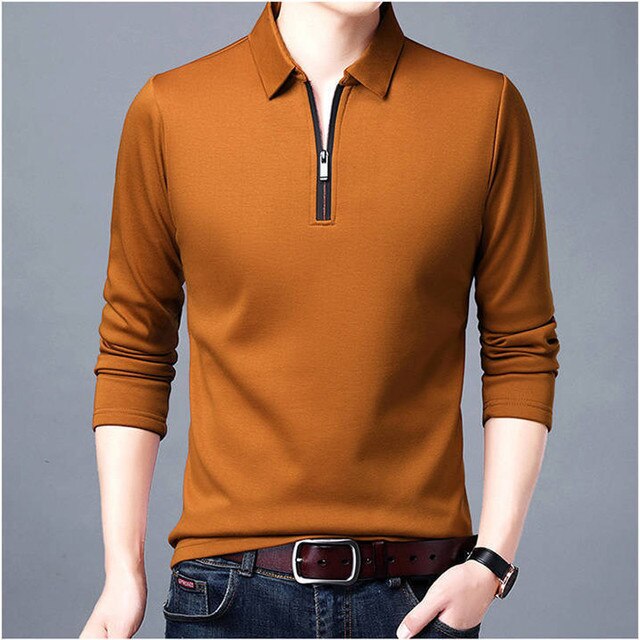 Karlfried - Herren Polo Kurzarmshirt mit Reißverschluss Gelb