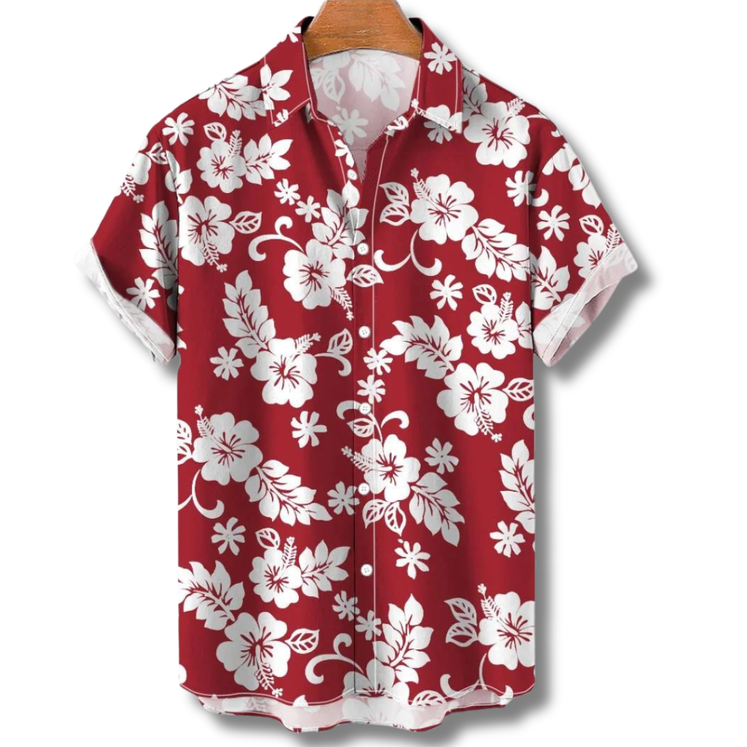 Karlwalter - Komfortables Herren Hawaiihemd für Sommer Rot