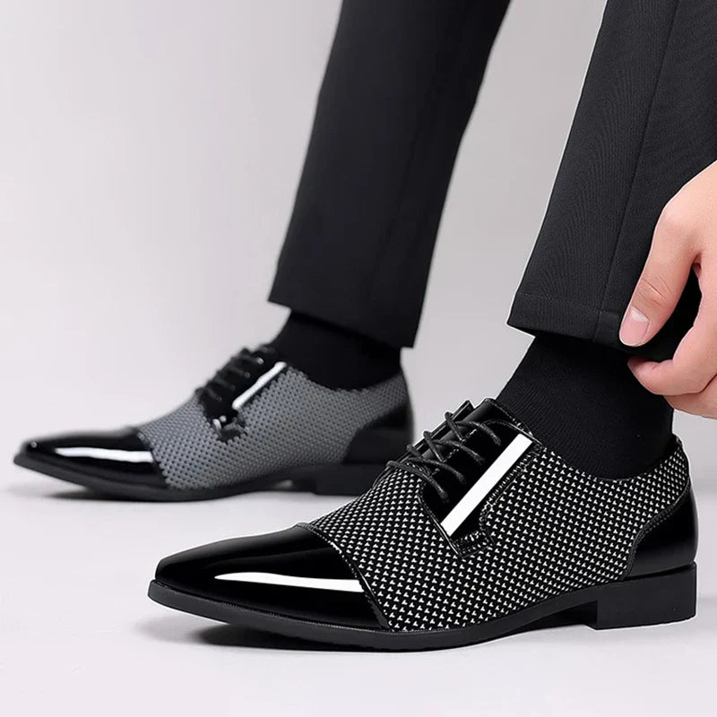 Karolus - Elegante Strass Leder Schuhe für Herren Weiß
