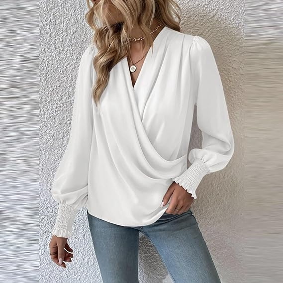 Katrin – Gerüschte Bluse Damen Langarm Romantisch Chic 2