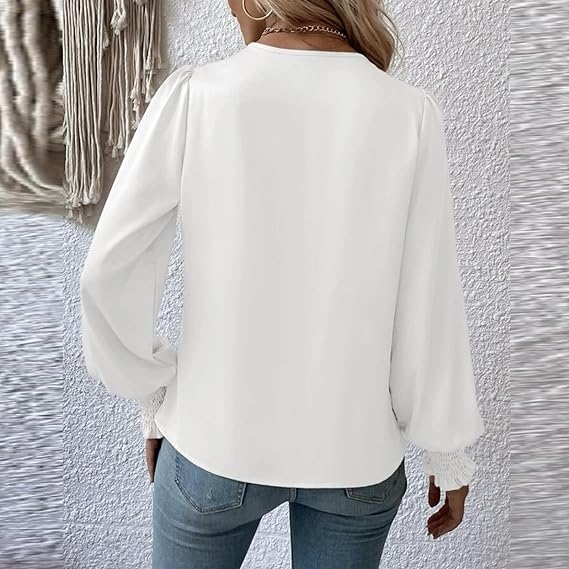 Katrin – Gerüschte Bluse Damen Langarm Romantisch Chic 3