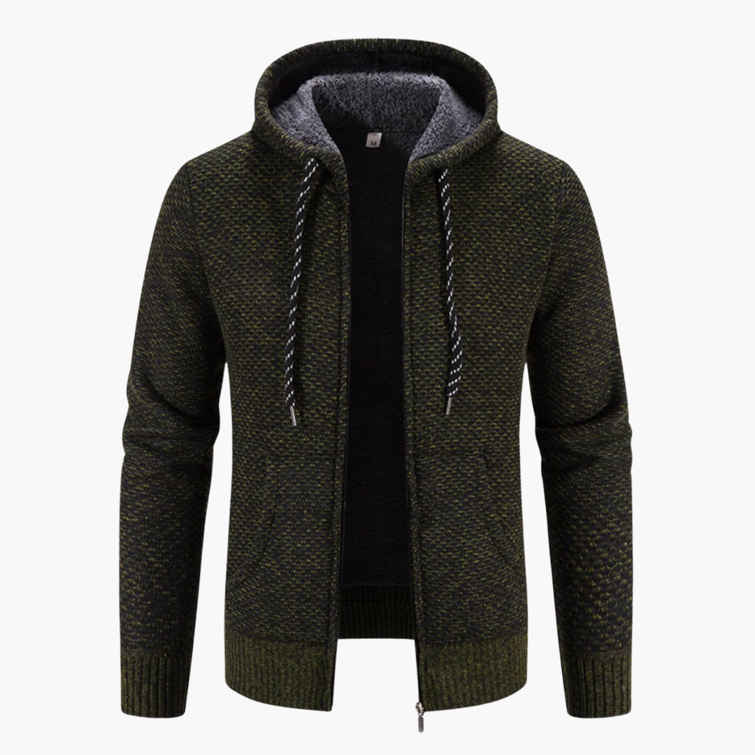 Kris - Herren Winterjacke Hochwertig mit Kapuze Militärgrün