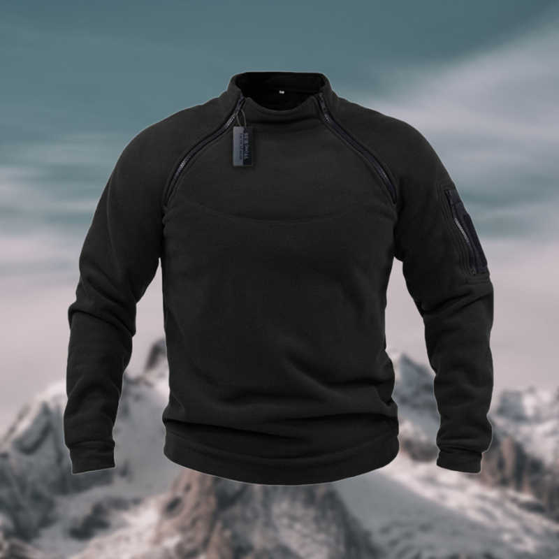 Leander – Winddichter, taktischer Fleece-Pullover für Herren Schwarz