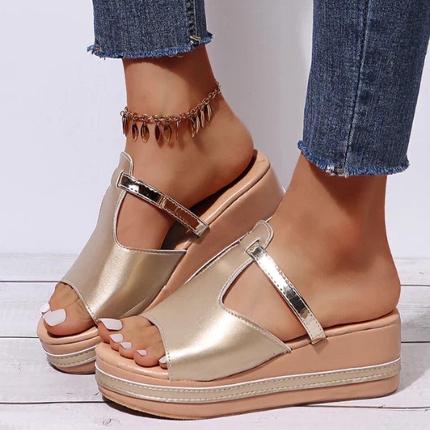 Lina - Damen Modische orthopädische Sandalen Gold