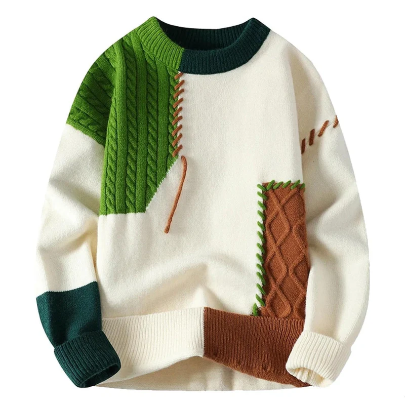 Lucian – Essential Designer-Strickpullover für Herren Grün - Braun